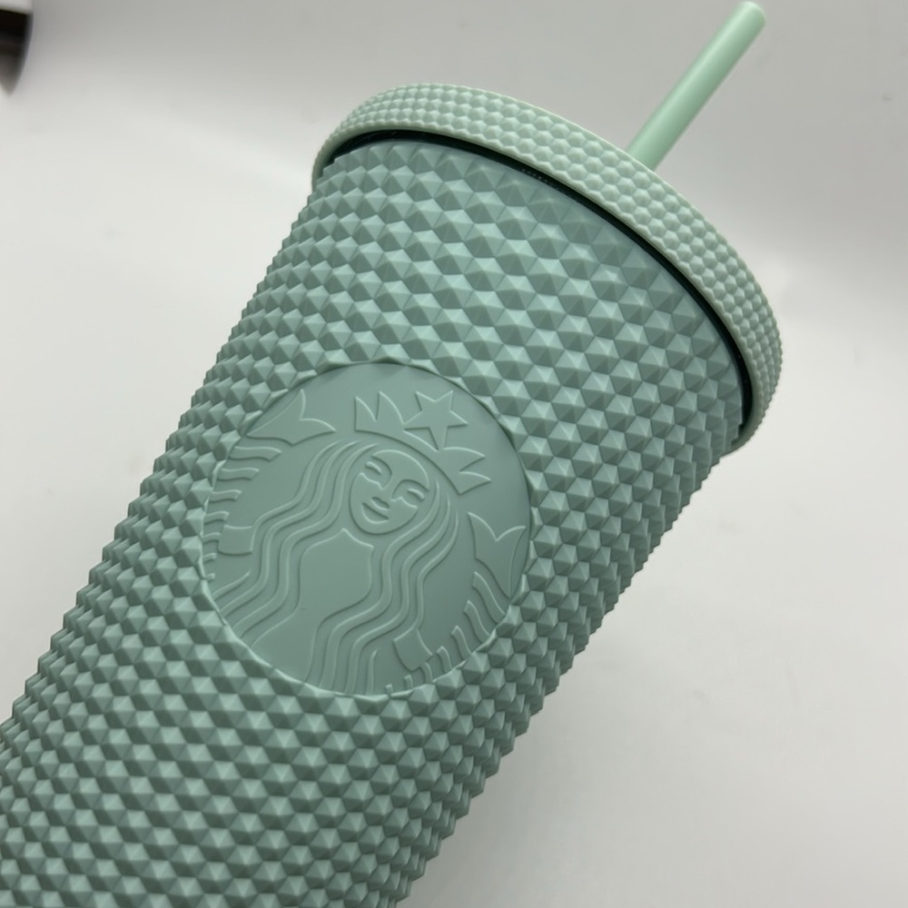 Starbucks 2021 Holiday Teal Mint Bling Studded Cold Cup Tumbler 16oz